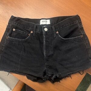 Agolde Black Raw-Hem Denim Shorts